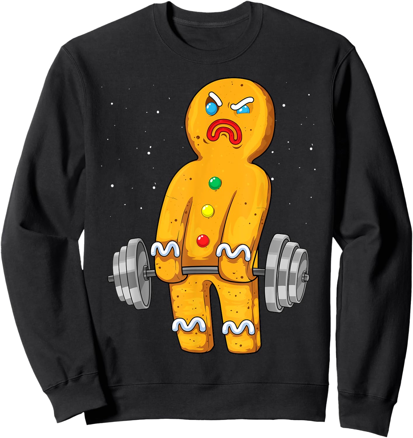 Gingerbread Man Weightlifting Christmas Fitness Gym Deadlift Sweatshirt - Sweatshirt | Black