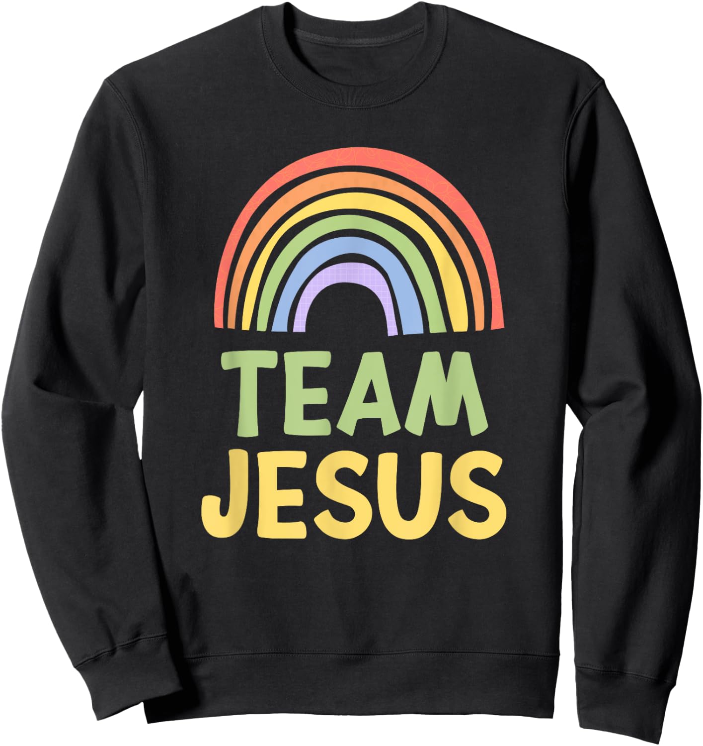Happy Colorful Team Jesus Rainbow Pride Green Yellow Sweatshirt - Sweatshirt | Black