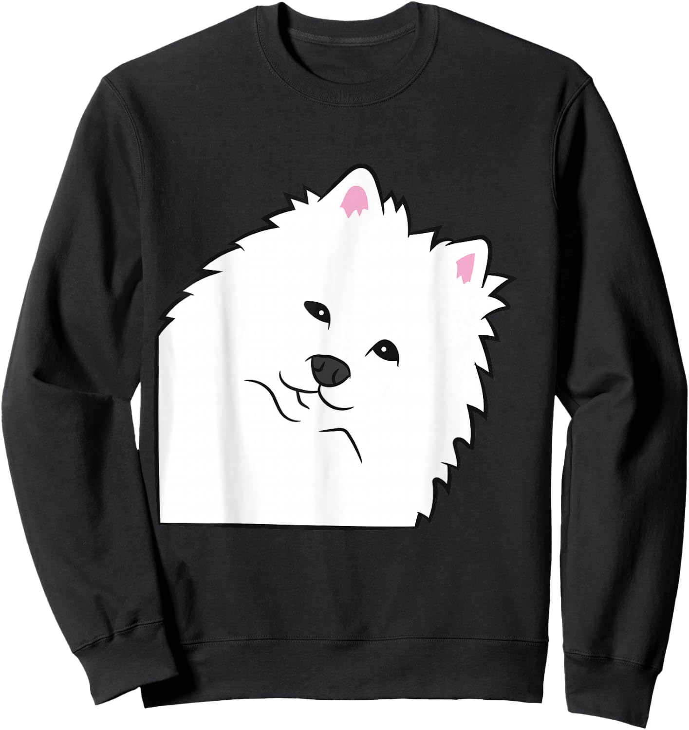 American Eskimo Dog Peeking From Side Cute American Eskimo Sweatshirt - Sweatshirt | Black