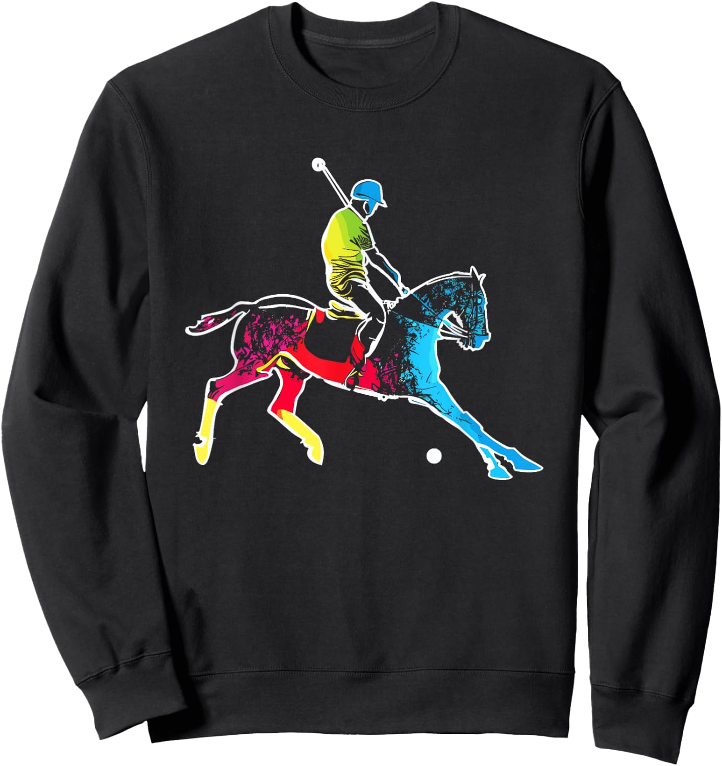 Horse Polo Player - Colorful Polo Sports Horseback Riding Sweatshirt - Sweatshirt | Black