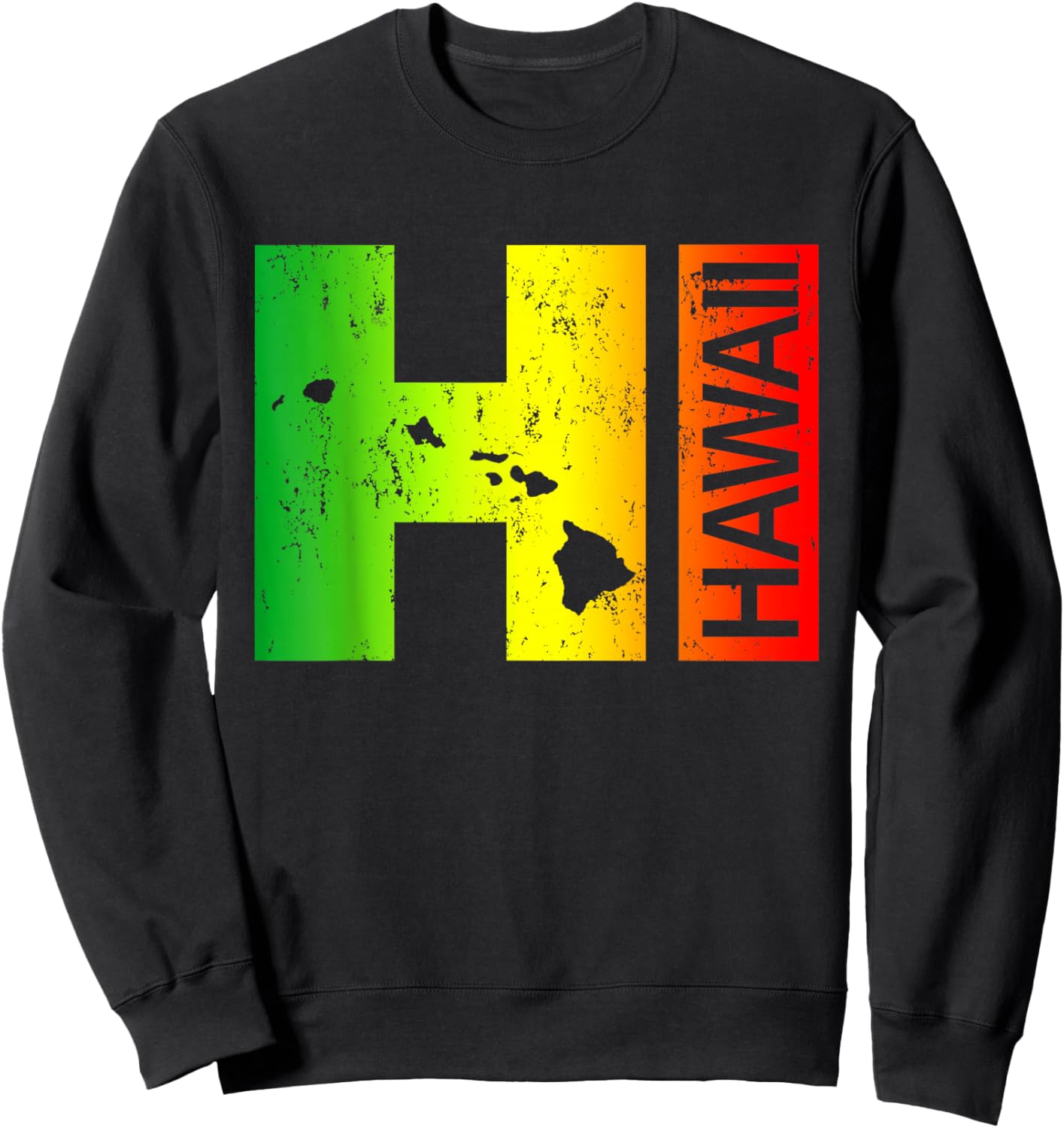 HI Hawaii Islands Hawaiian Beach Sweatshirt - Sweatshirt | Black