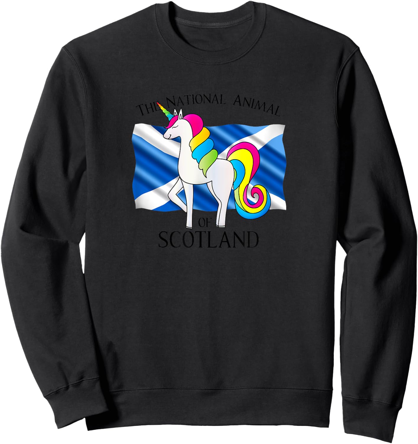 Unicorn The National Animal Of Scotland Scottish Flag Sweatshirt - Sweatshirt | Black