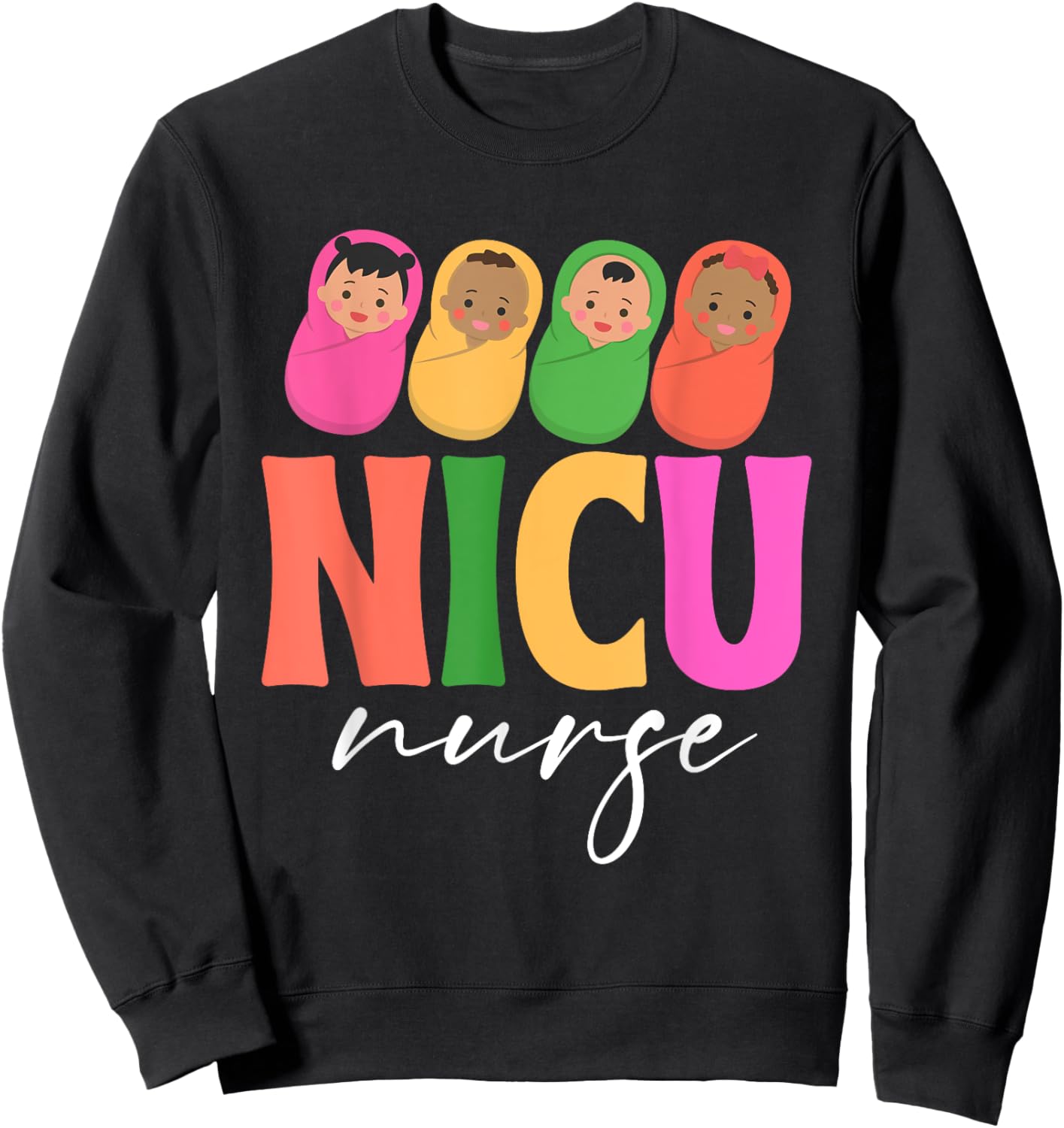 Groovy NICU Nurse ICU Neonatal Team Tiny Humans For Sweatshirt - Sweatshirt | Black