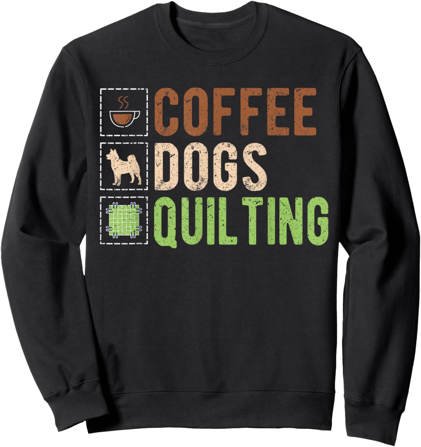 Coffee Dogs Quilting Sweatshirt - Sweatshirt | Black