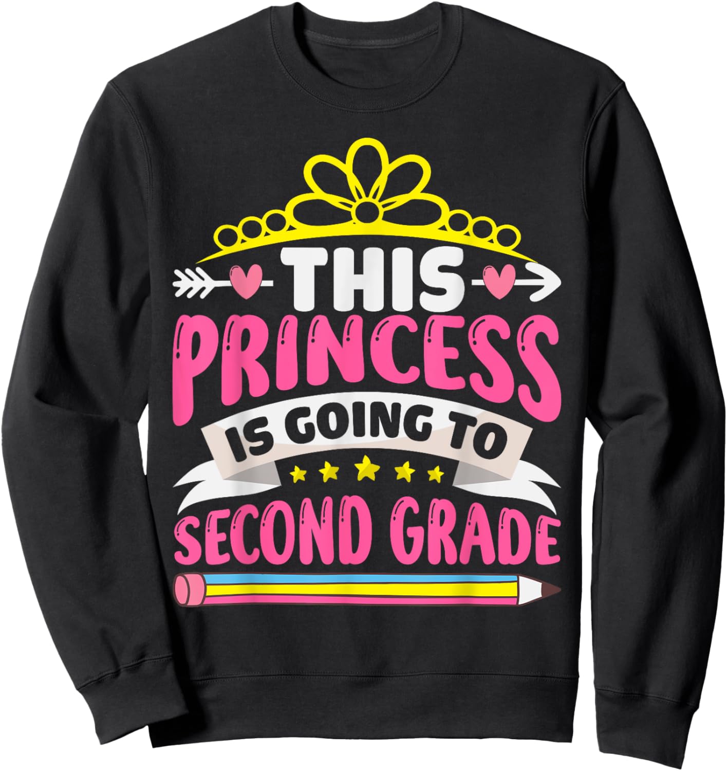 This Princess Is Going To Second Grade Girls Back to School Sweatshirt - Sweatshirt | Black