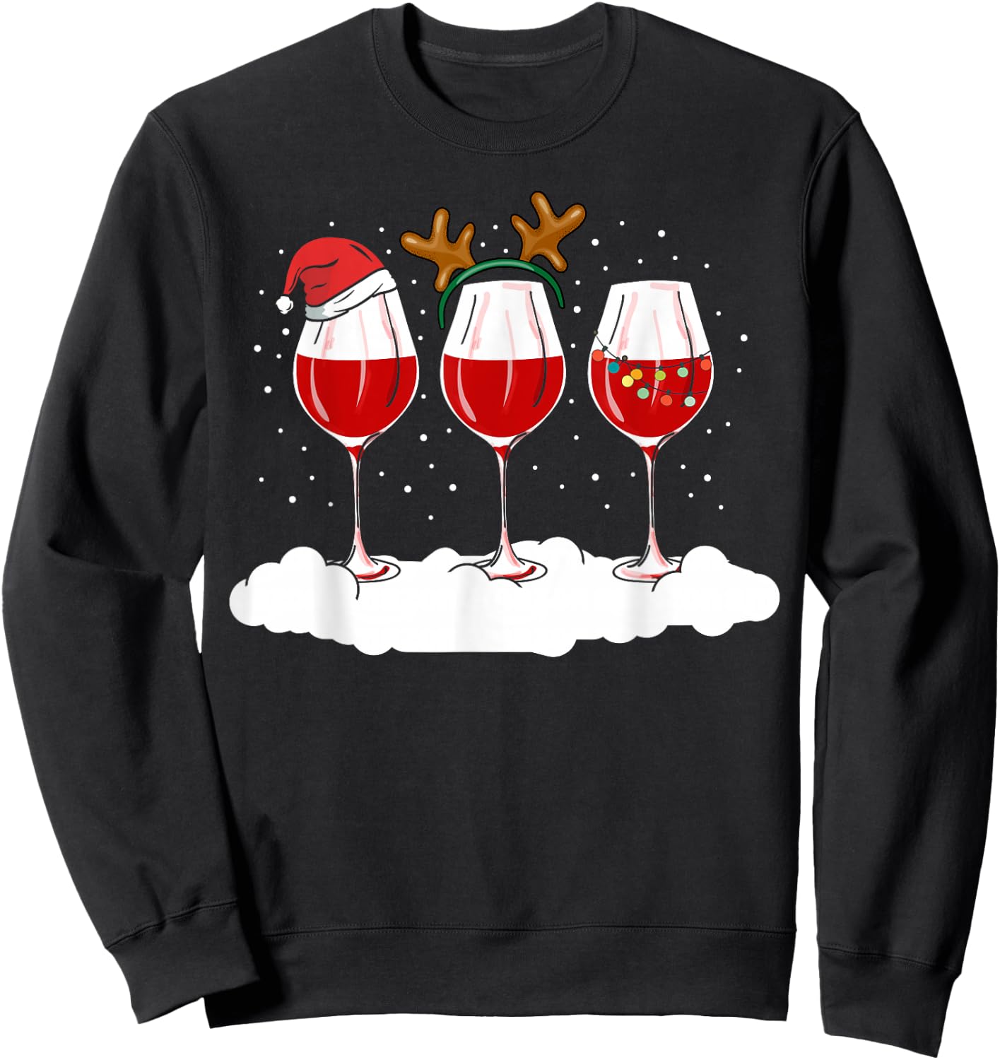 Funny Wine Gifts Men Women Wine Ugly Christmas Wine Sweatshirt - Sweatshirt | Black