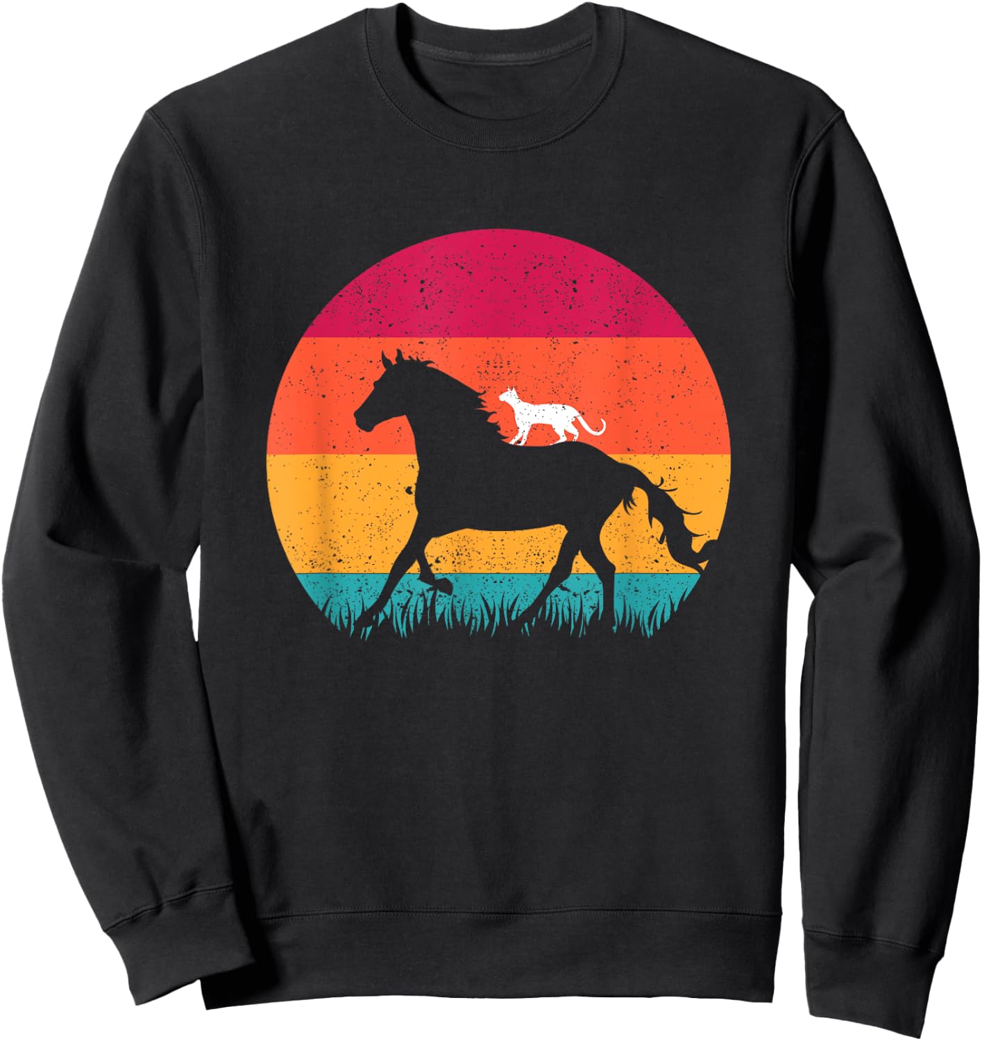 Horseback Riding Cat Ride Horses Funny Cats Horse Equestrian Men Women Girls Kids Sweatshirt - Sweatshirt | Black