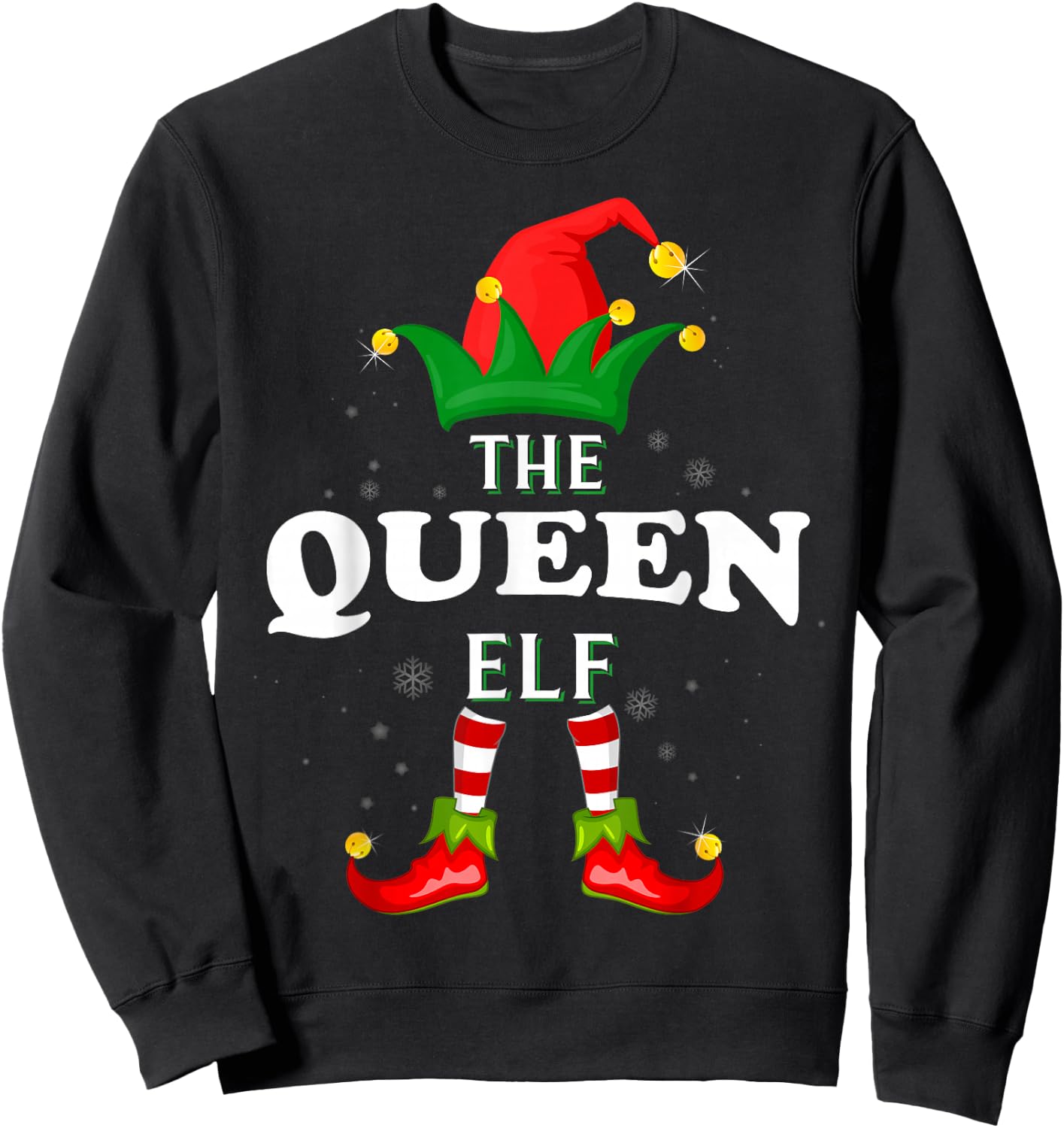 Xmas Queen Elf Family Matching Christmas Pajama Sweatshirt - Sweatshirt | Black