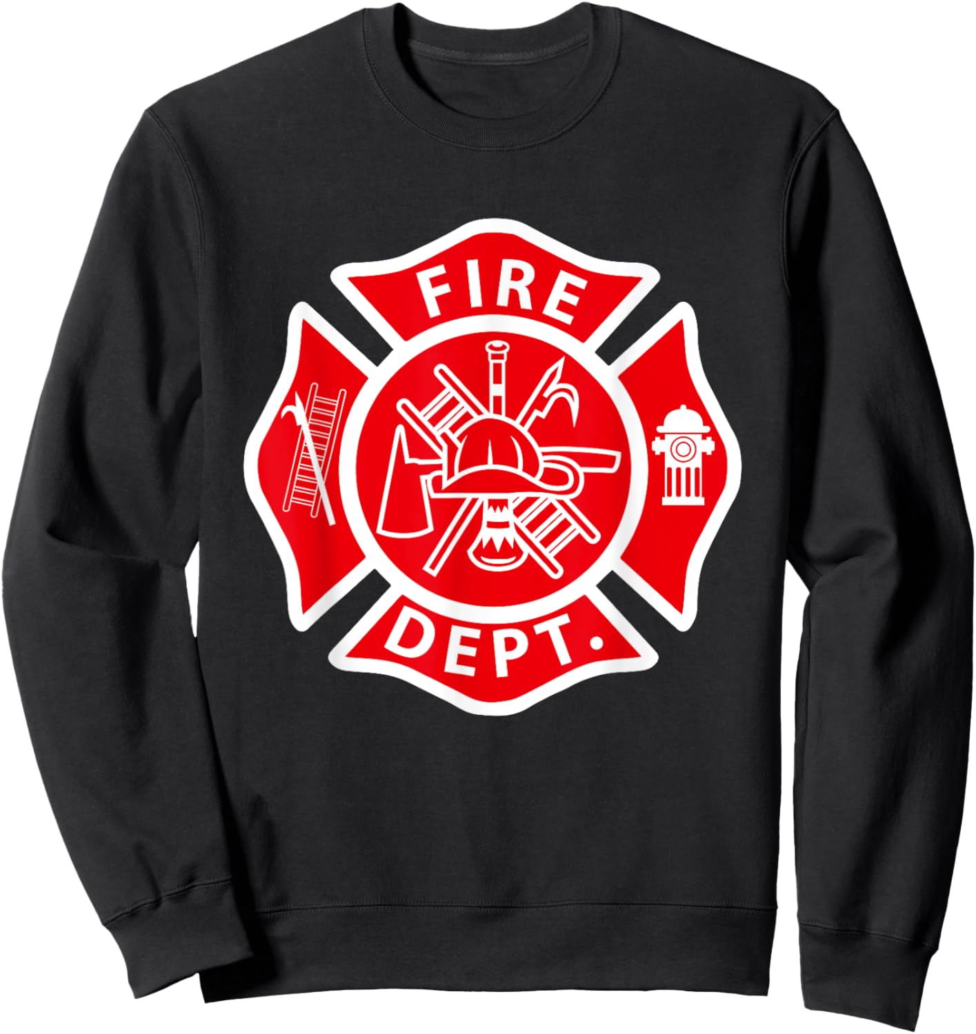 Fire Department Logo Uniform Fireman Symbol Firefighter Gear Sweatshirt - Sweatshirt | Black