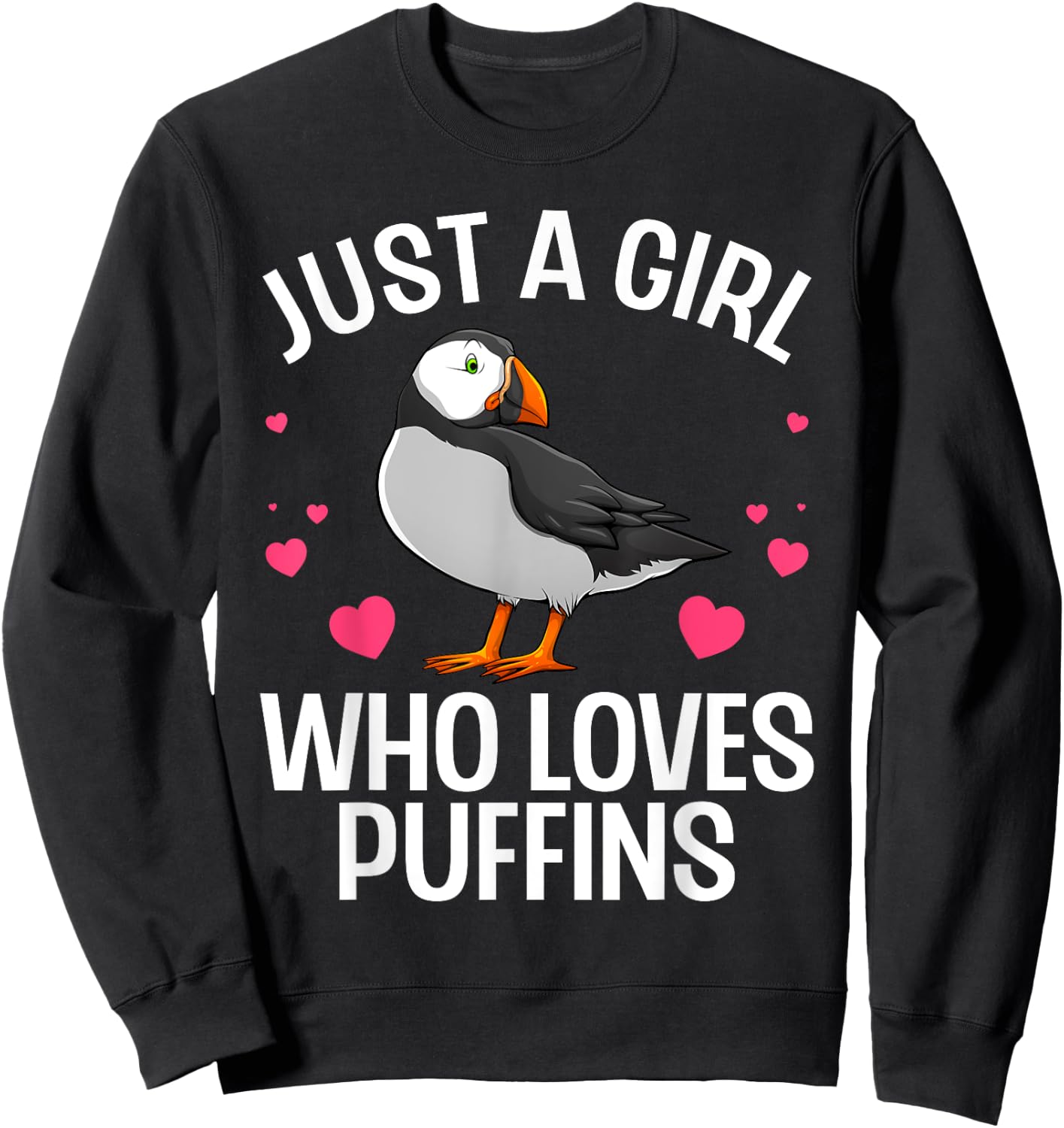 Best Puffin Girls Rare Bird Lover Birdwatching Sweatshirt - Sweatshirt | Black