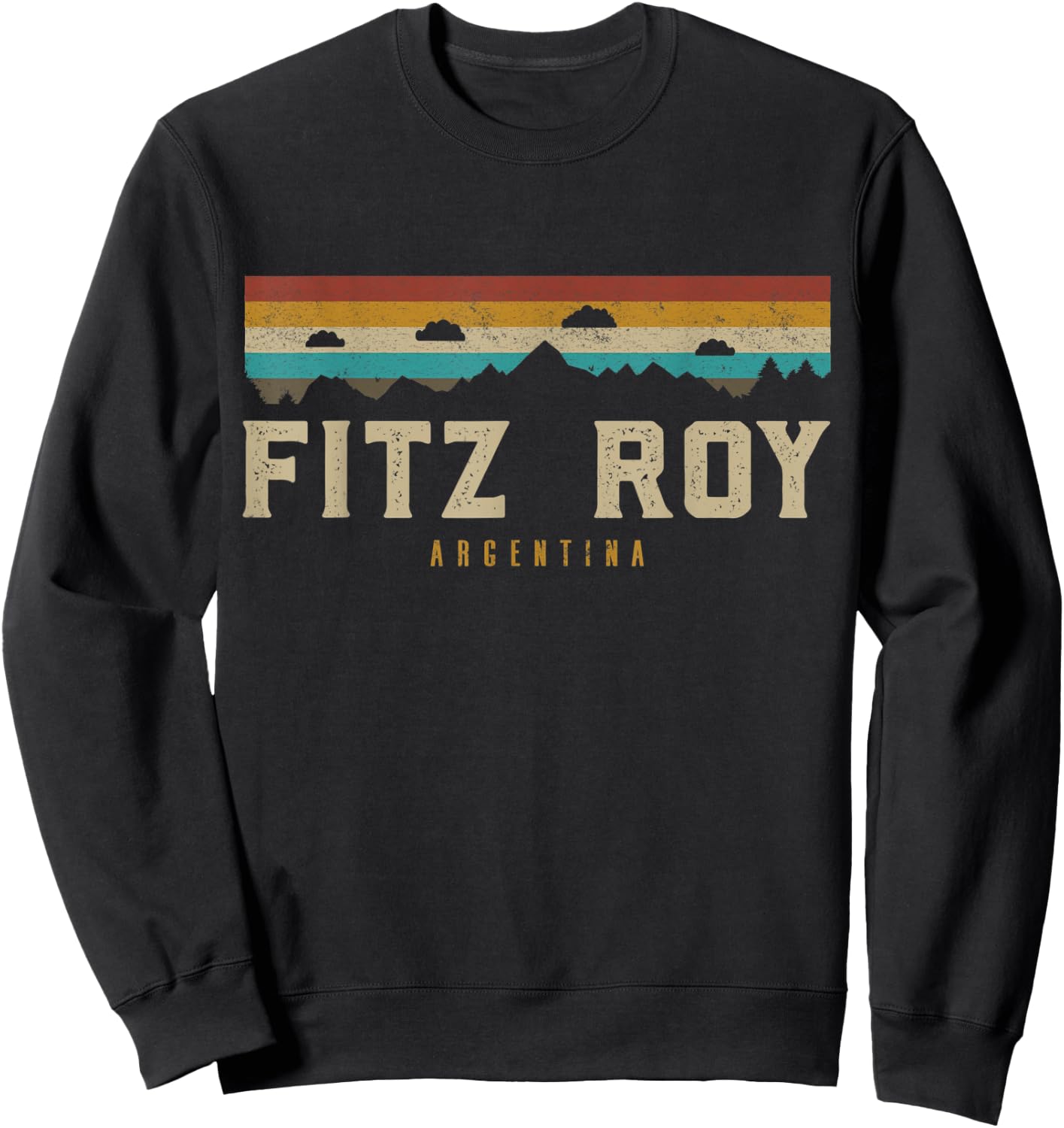 Fitz Roy Mountains Argentina Hiking Outdoors Retro Sweatshirt - Sweatshirt | Black