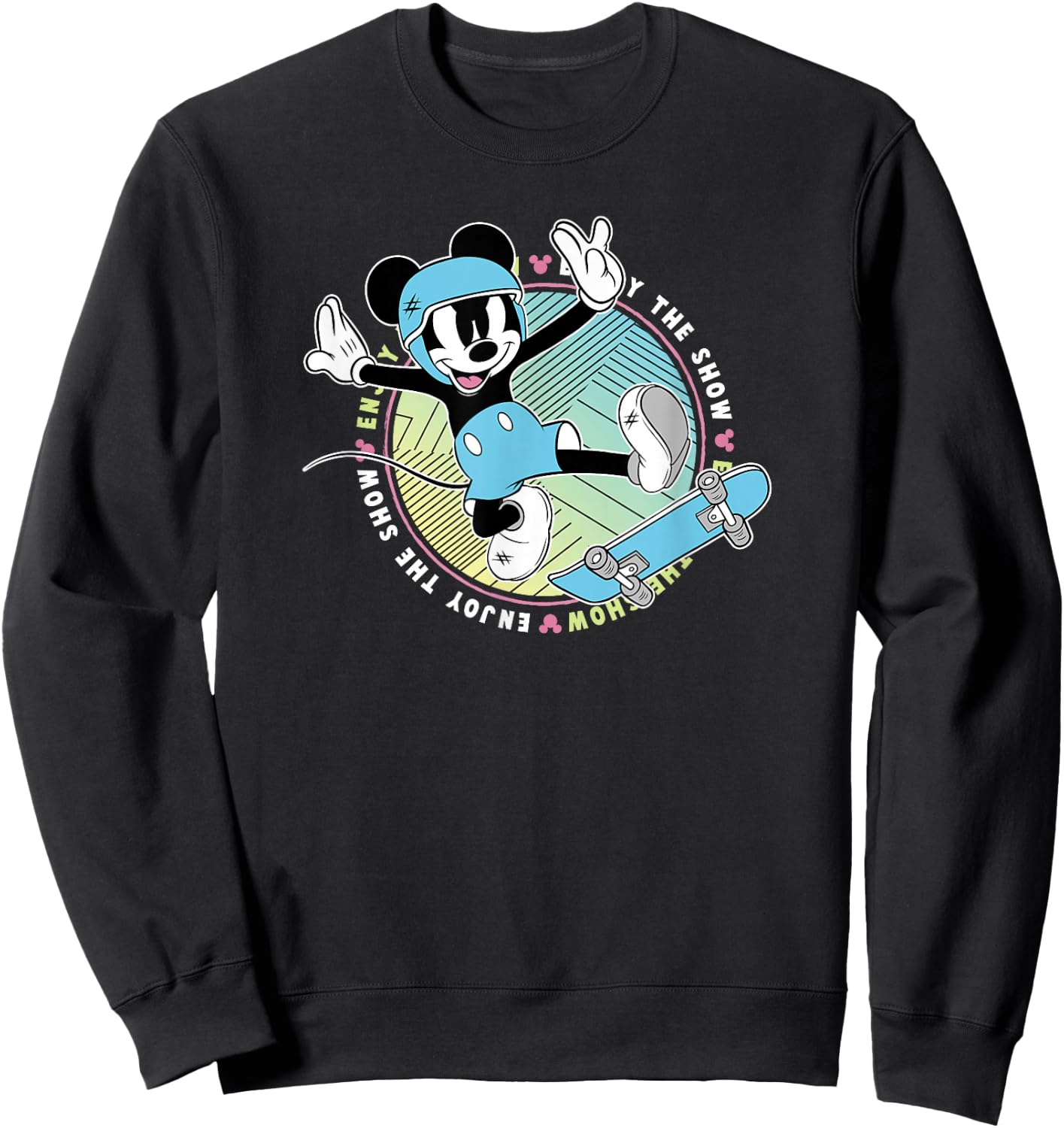 Disney Mickey And Friends Skateboard Mickey Enjoy The Show Sweatshirt - Sweatshirt | Black