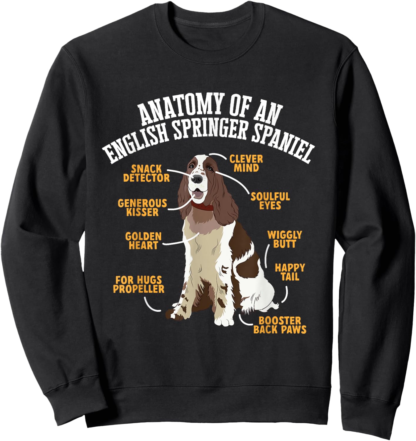 Anatomy Of An English Springer Spaniel Sweatshirt - Sweatshirt | Black
