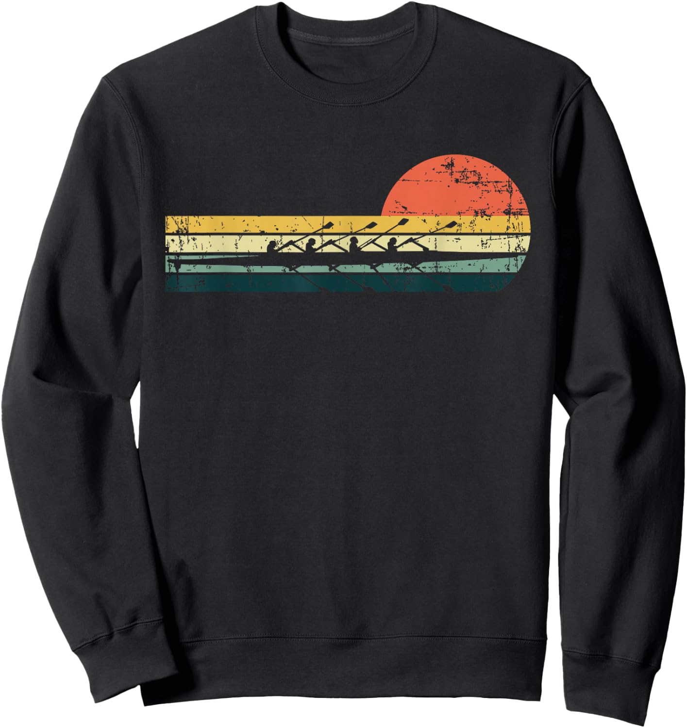 Vintage Rowing Funny Rower Crew Boat Sculling Lovers Outfit Sweatshirt - Sweatshirt | Black
