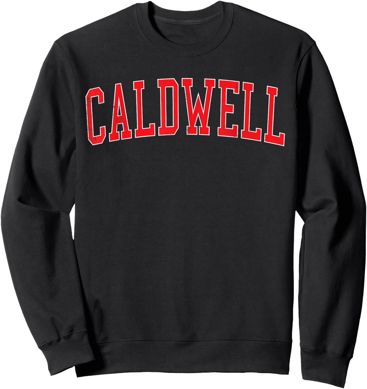 Vintage Caldwell ID Varsity Style Red Text Sweatshirt - Sweatshirt | Black