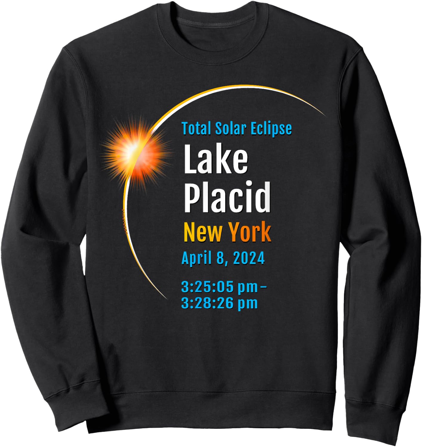 Lake Placid New York NY Total Solar Eclipse 2024 :: 1 :: Sweatshirt - Sweatshirt | Black