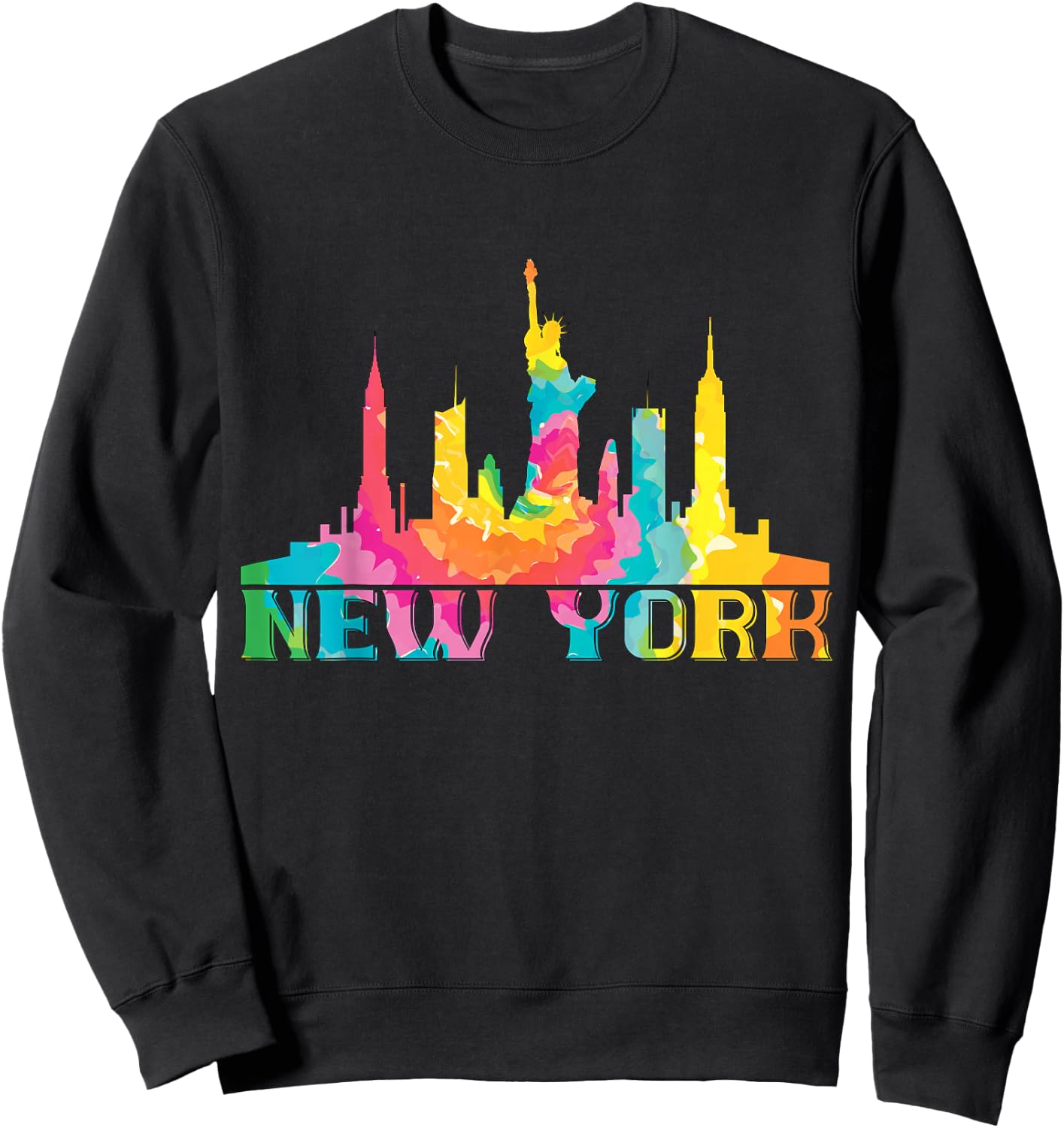 New York City Skyline NYC Tie Dye Liberty I Love New York Sweatshirt - Sweatshirt | Black