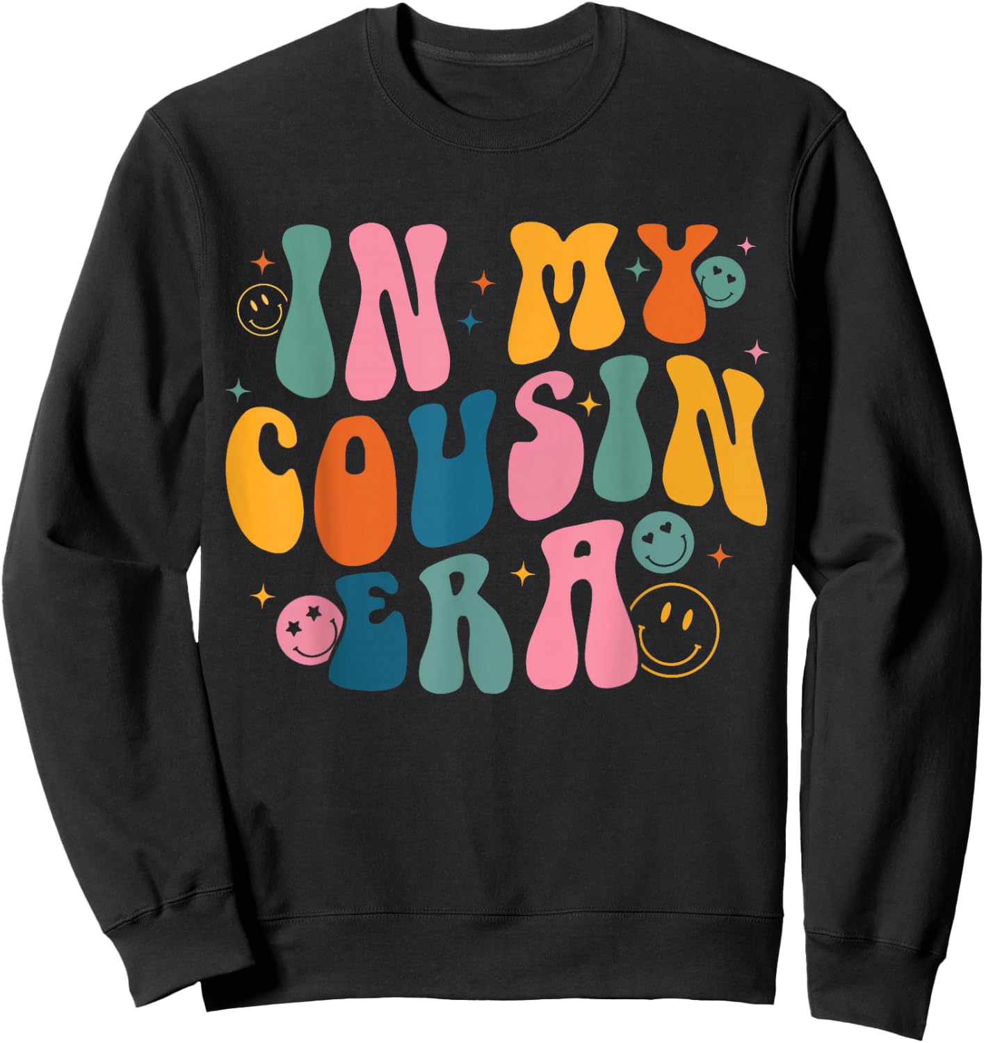 Retro Groovy In My Cousin Era, Funny Cool Cousin Toddler Kid Sweatshirt - Sweatshirt | Black