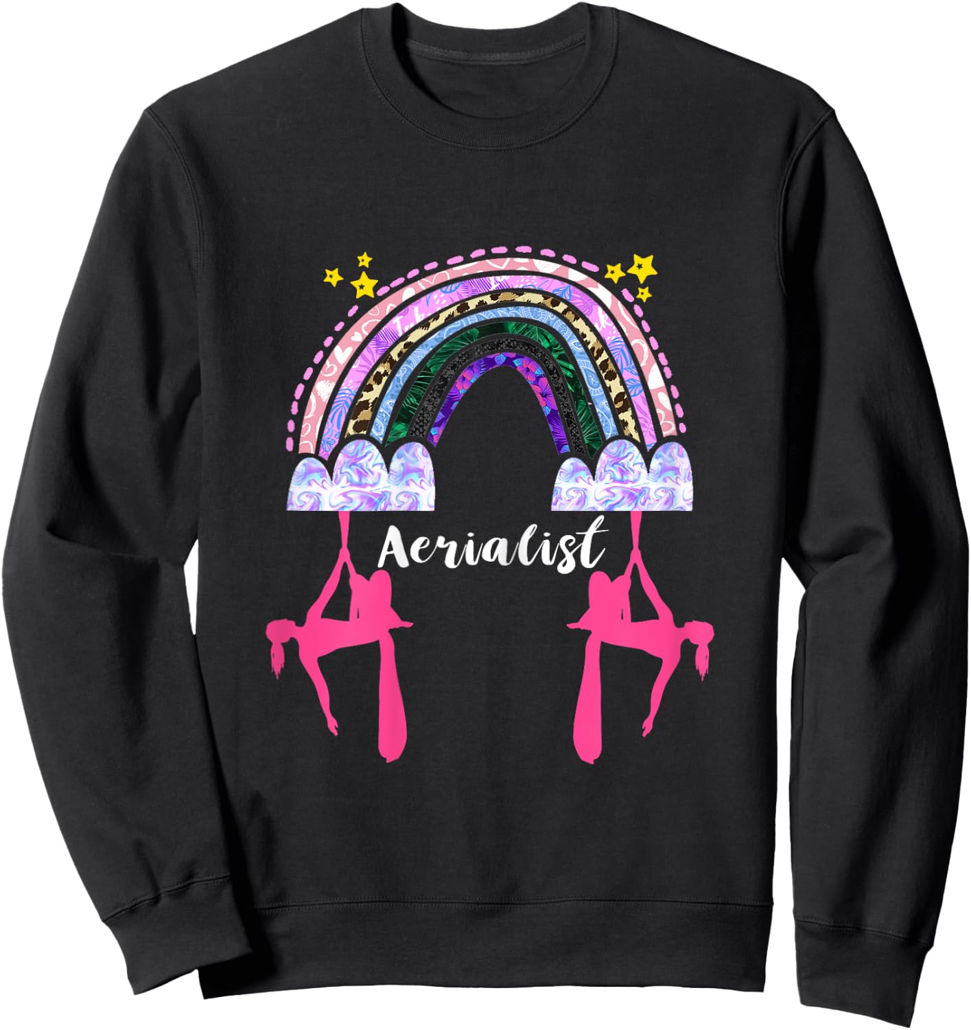 Hanging Aerialist Rainbow Aerial Silk Aerial Hoop Aerial Sweatshirt - Sweatshirt | Black