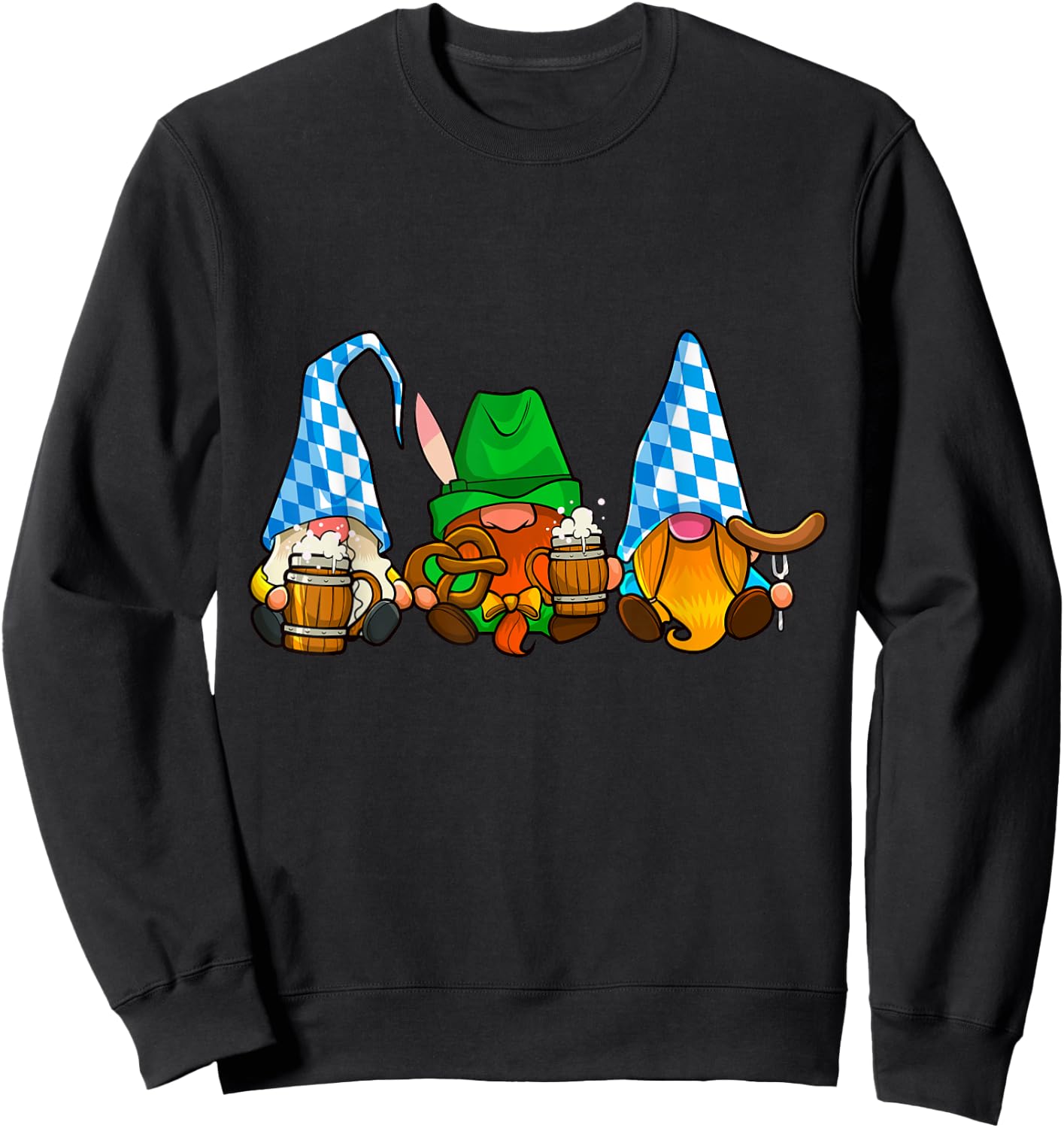 Oktoberfest Gnomes Funny Sausage Bratwurst German Party Sweatshirt - Sweatshirt | Black
