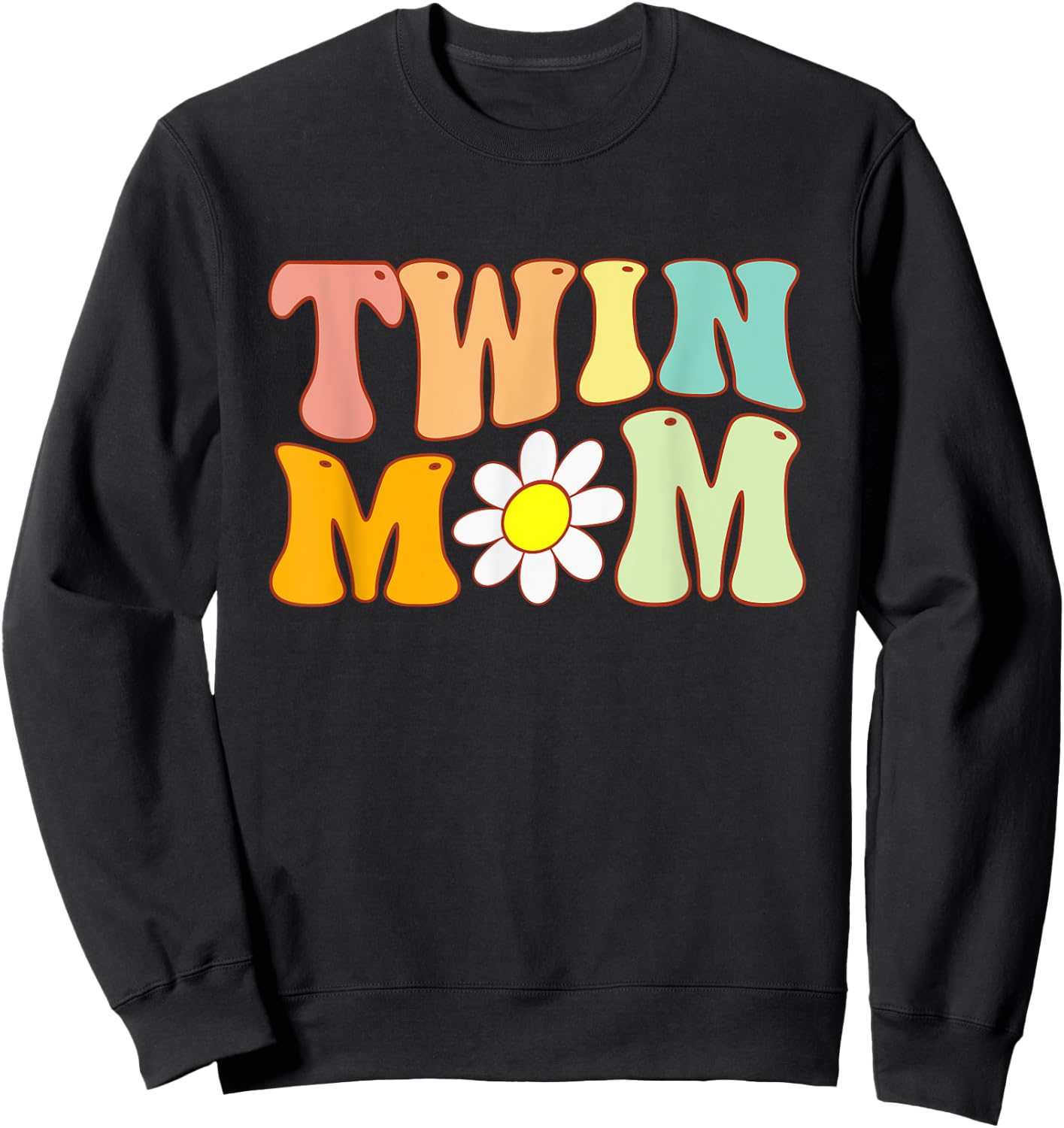 Groovy Twin Mama Funny Mother's Day For New Mom Of Twins Sweatshirt - Sweatshirt | Black