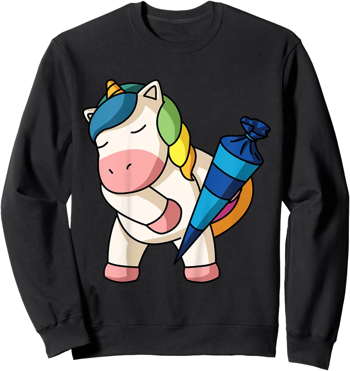 School Cone Unicorn Girls Large Small School Enrolment Girl Sweatshirt - Sweatshirt | Black