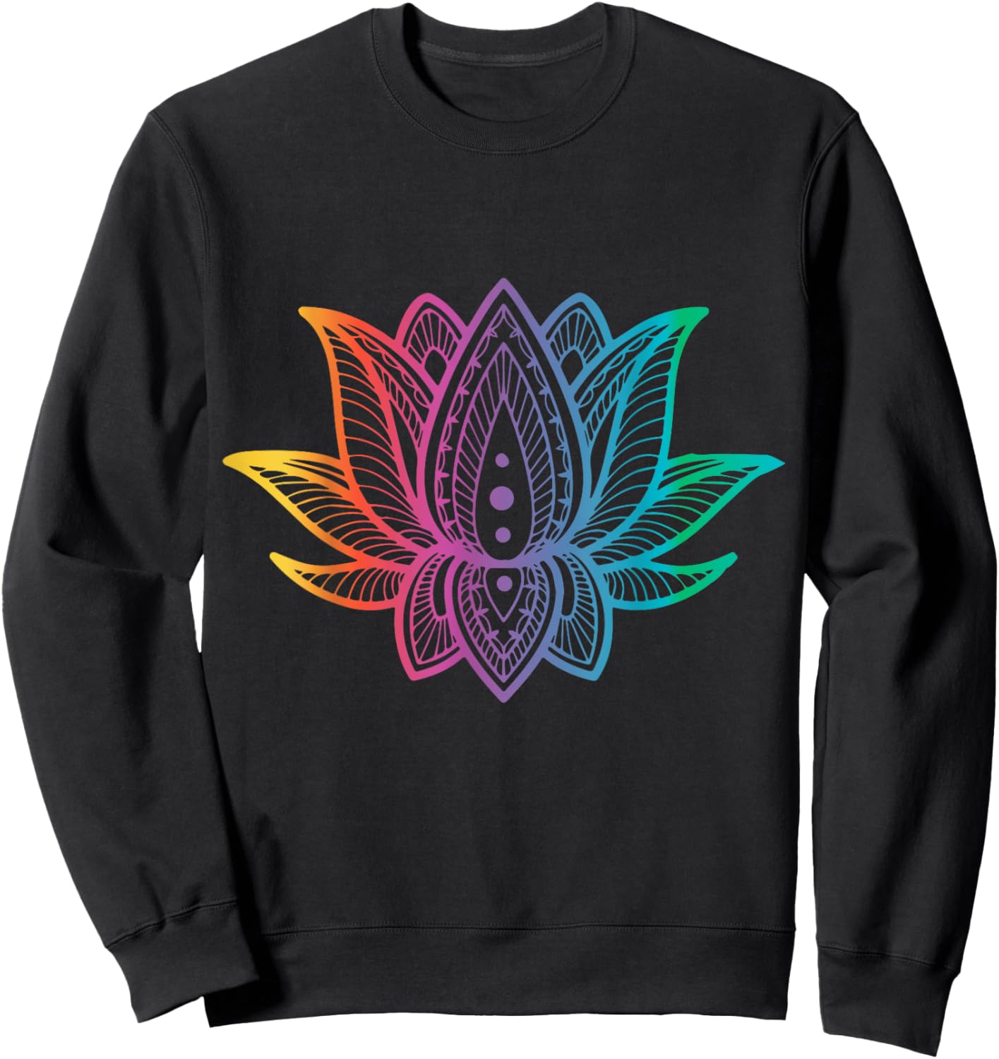 Mandala Lotus Flower Graphics Sweatshirt - Sweatshirt | Black