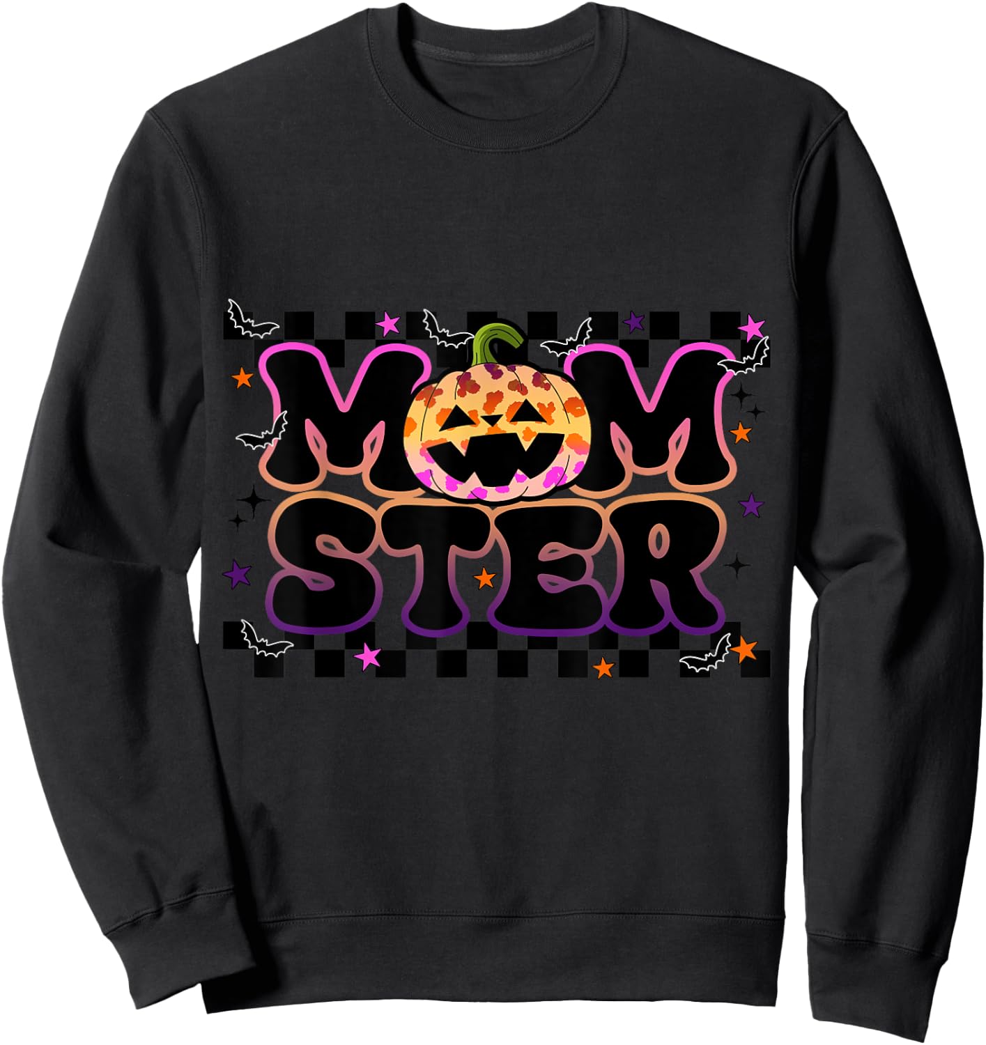 Funny Momster Shirt Halloween Pumpkin Mom Ster Sweatshirt - Sweatshirt | Black