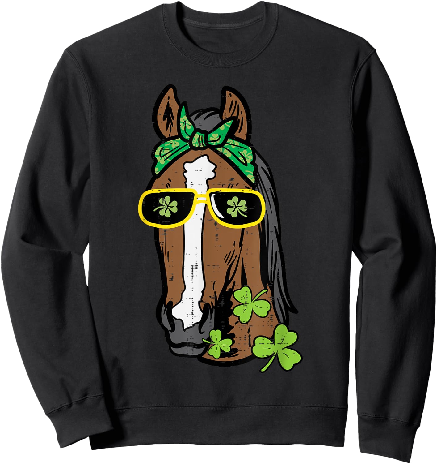 St Patricks Day Horse Saint Pattys Paddys Women Girls Kids Sweatshirt - Sweatshirt | Black