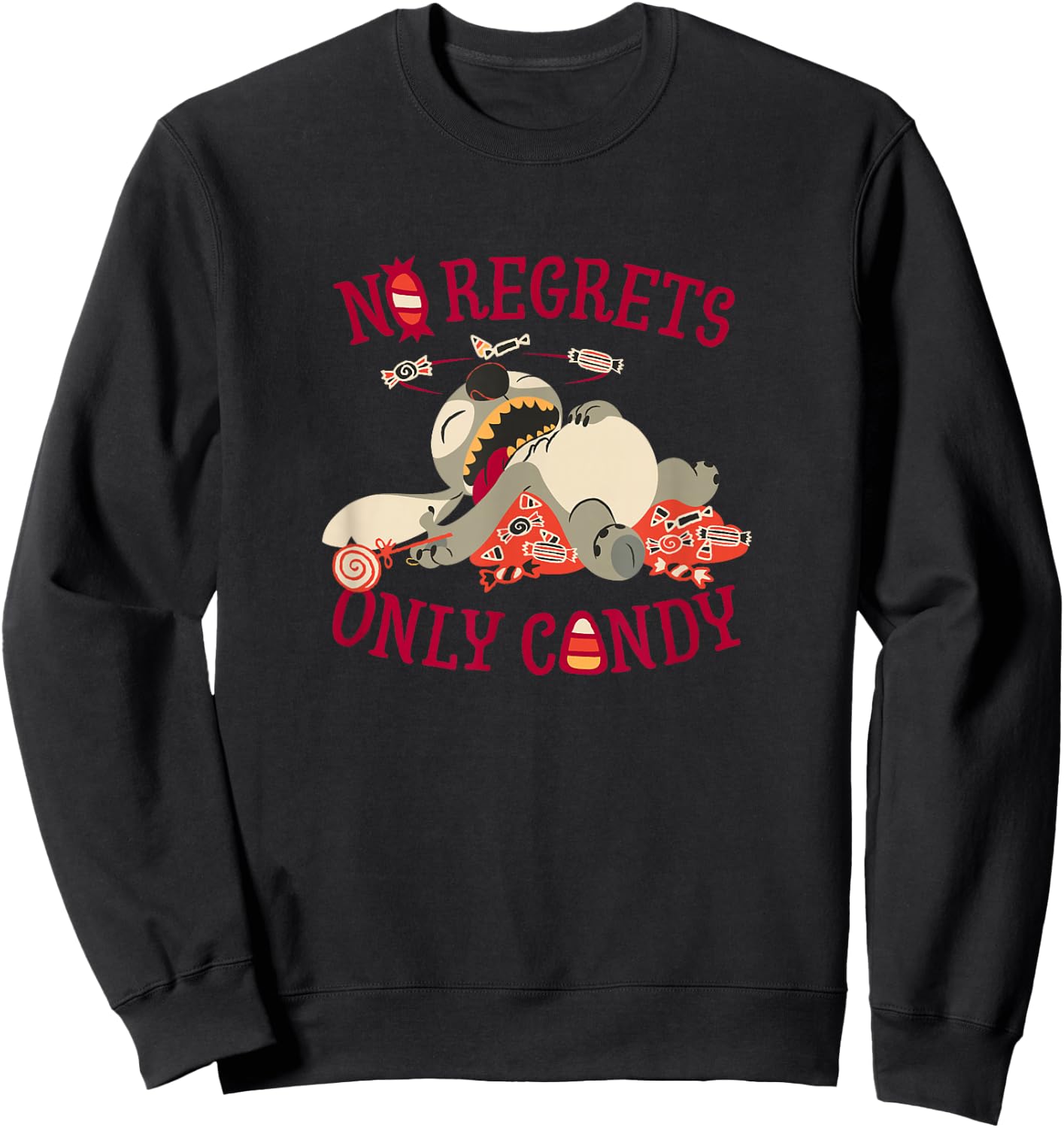 Disney Lilo & Stitch Halloween No Regrets Only Candy Sweatshirt - Sweatshirt | Black