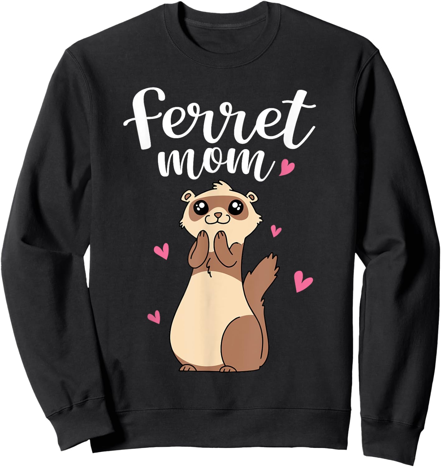 Mother's Day Cute Women Weasel Ferret Mom Sweatshirt - Sweatshirt | Black