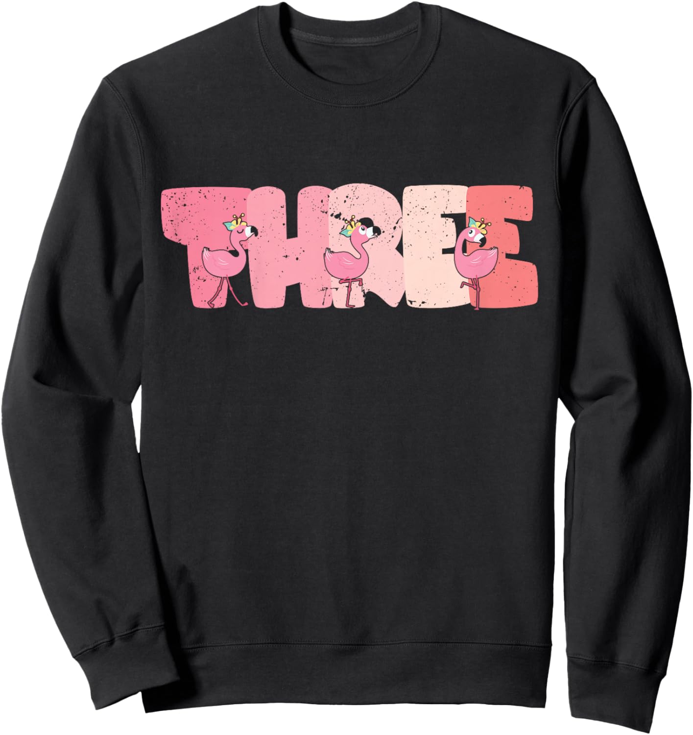 Kids 3 Years Old Cute Flamingo Birthday Girl 3rd B-Day Sweatshirt - Sweatshirt | Black
