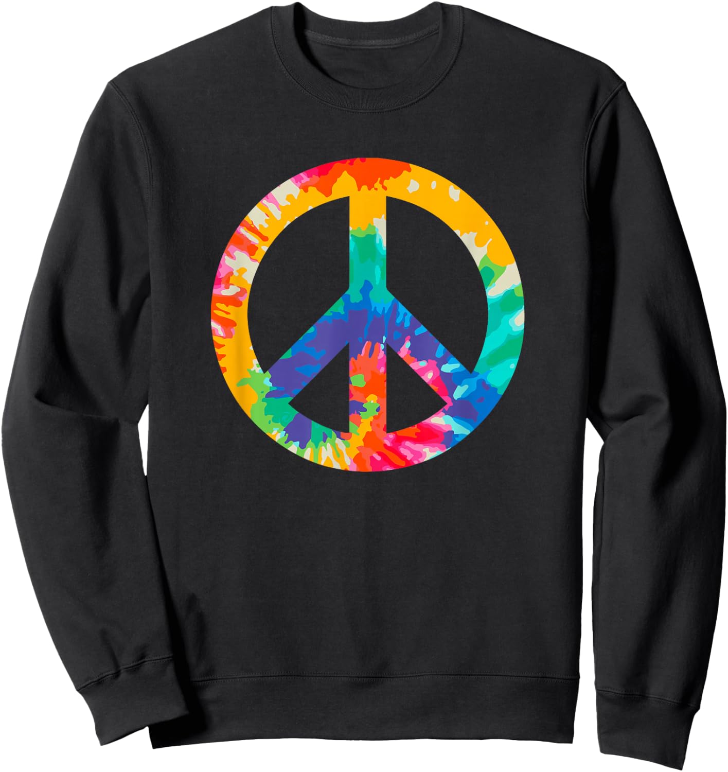Peace Sign Retro 60s 70s Hippie Boho - Peace Symbol Tie Dye Sweatshirt - Sweatshirt | Black