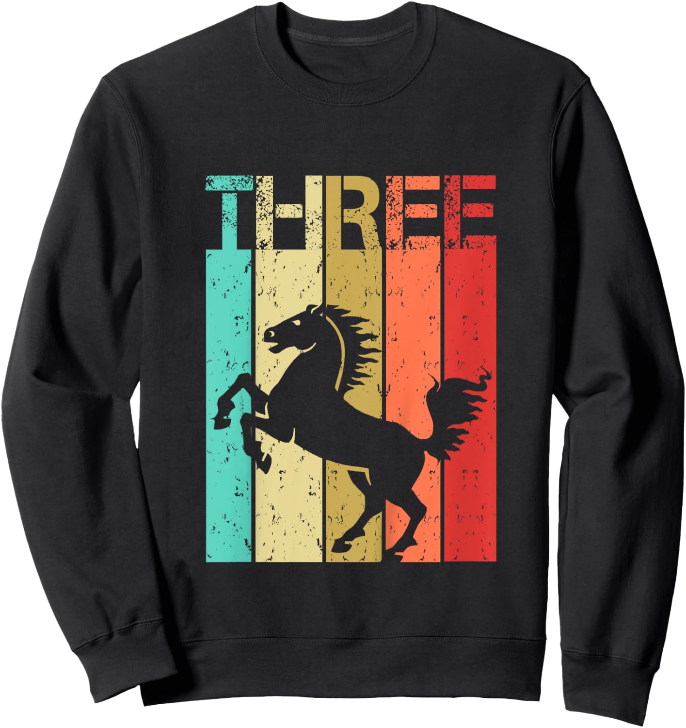 3 Year Old Horse Birthday Boy Girl Third 3rd Birthday Horse Sweatshirt - Sweatshirt | Black
