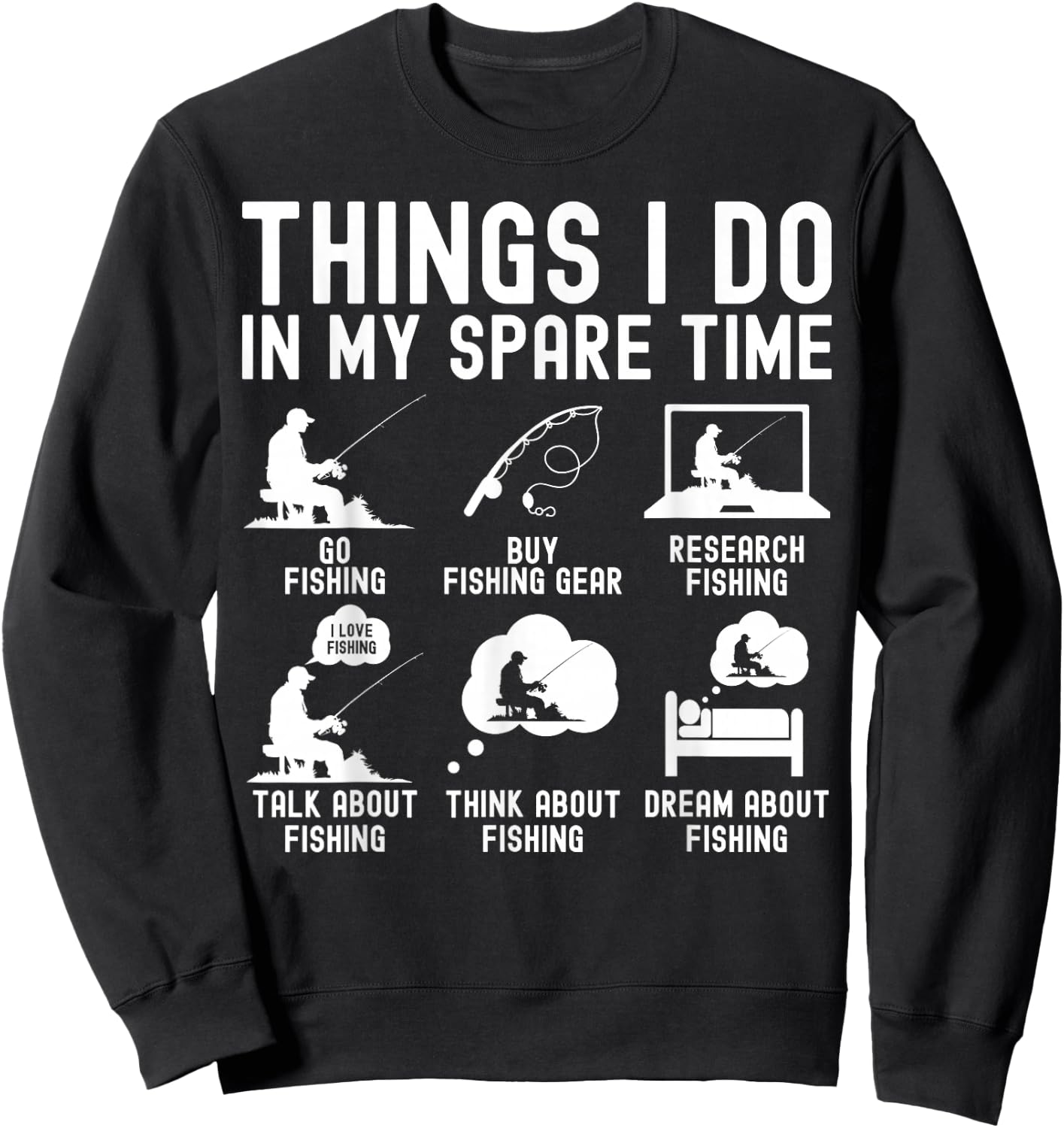 Things I Do In My Spare Time Fishing Fisherman Bass Men Sweatshirt - Sweatshirt | Black