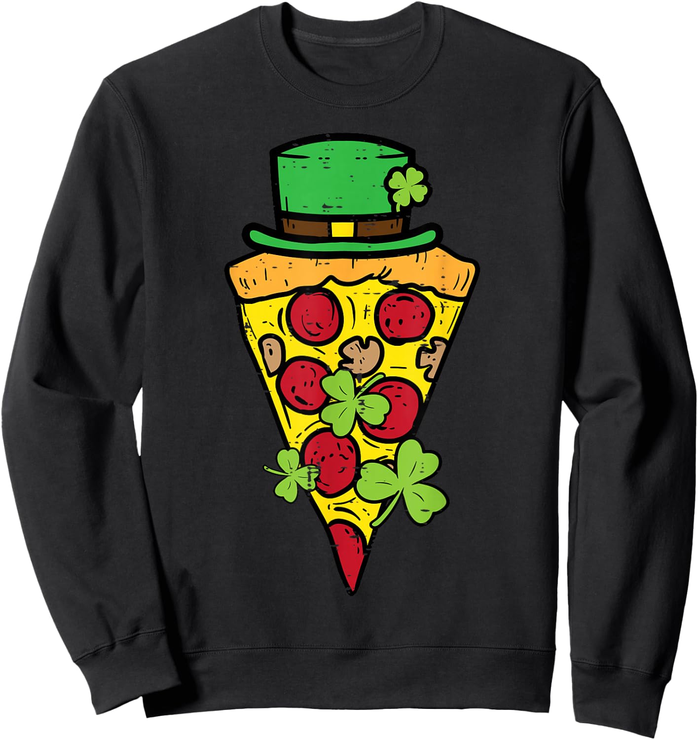 St Patricks Day Pizza Saint Paddys Pattys Men Women Kids Sweatshirt - Sweatshirt | Black