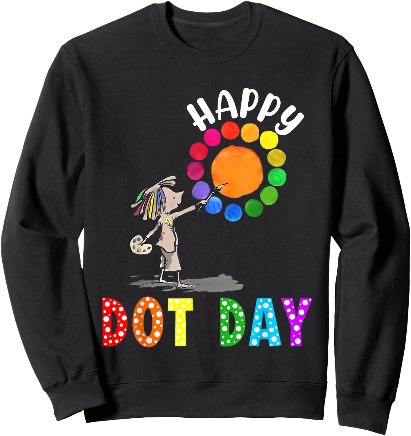 International Dot Day Kids Colorful Polka Dot Happy Dot Day Sweatshirt - Sweatshirt | Black
