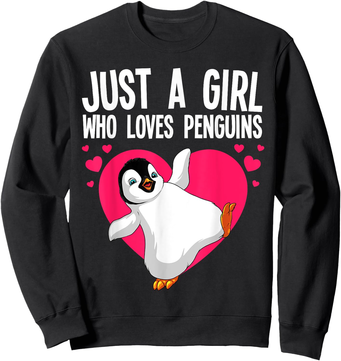 Funny Penguin Design Girls Kids Aquatic Bird Lover Sweatshirt - Sweatshirt | Black