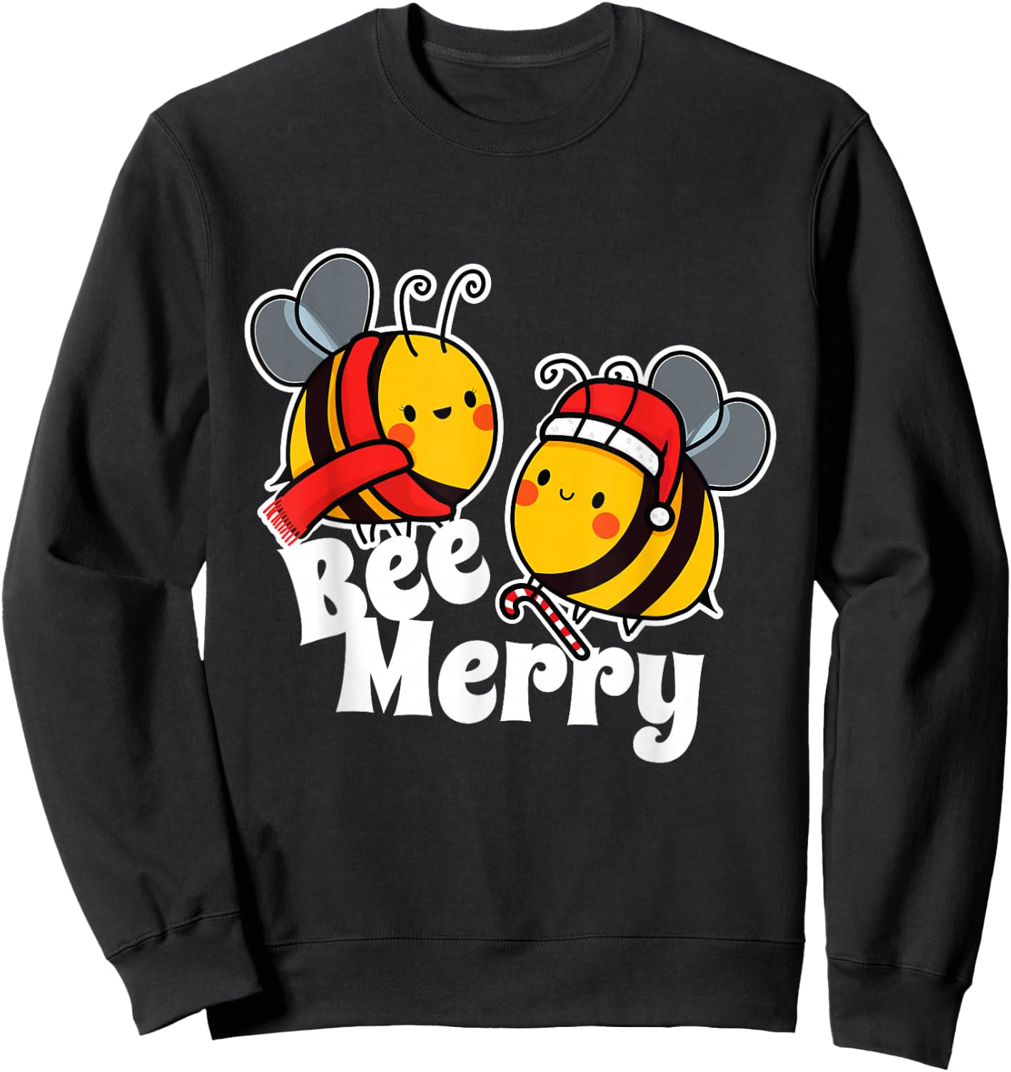 Bee Merry | Cute Honey Bees Santa Claus | Christmas Sweatshirt - Sweatshirt | Black