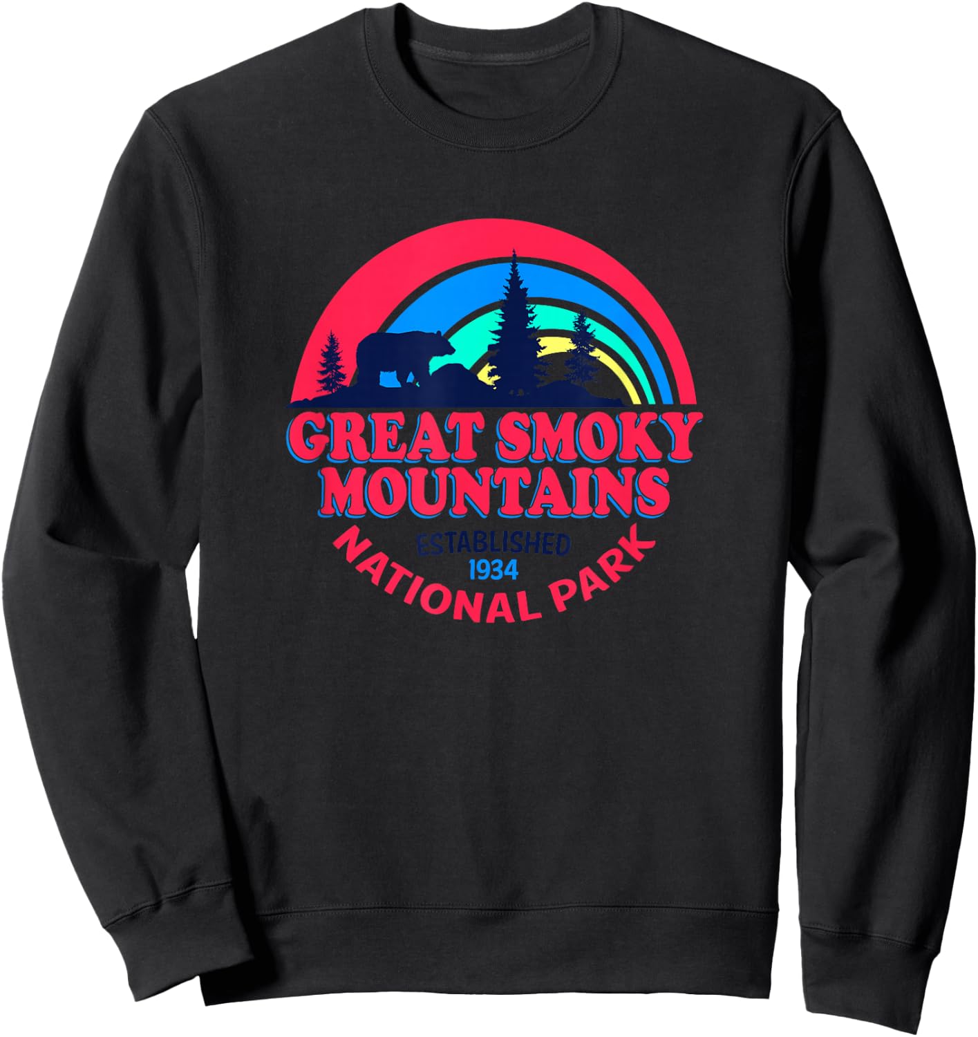 Great Smoky Mountains National Park Retro Bear Sweatshirt - Sweatshirt | Black
