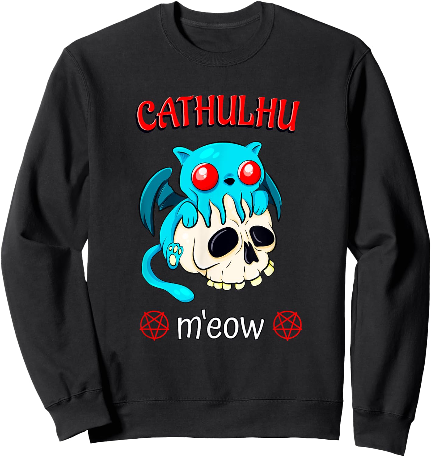 Cthulhu Cat Funny Horror Kawaii Cathulhu M'eow Sweatshirt - Sweatshirt | Black