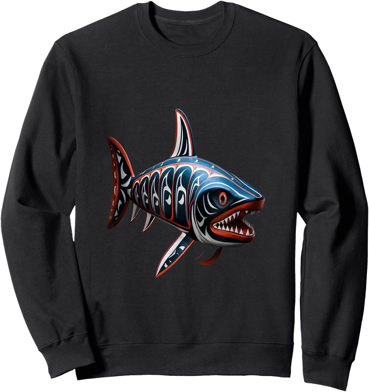 Shark Haida Totem Art Indian Indigenous Tribal Sweatshirt - Sweatshirt | Black
