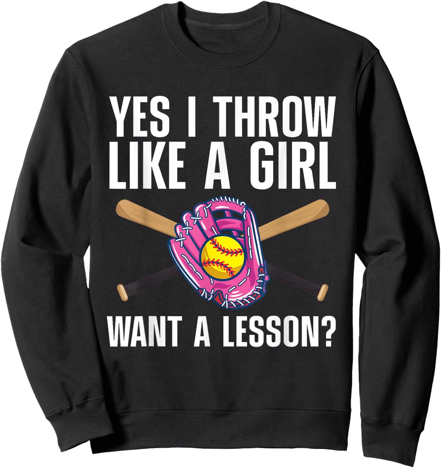 Cool Softball Girls Youth Catcher Pitcher Baseball Sweatshirt - Sweatshirt | Black