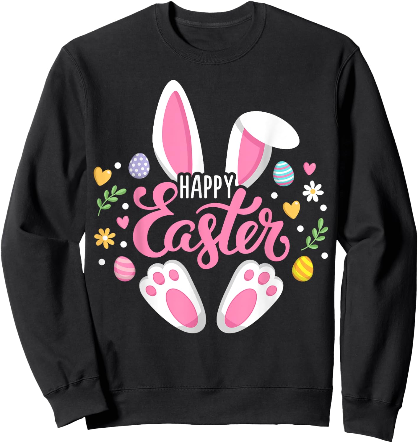 Happy Easter Bunny Easter Egg Hunt Squad Easter Women Family Sweatshirt - Sweatshirt | Black