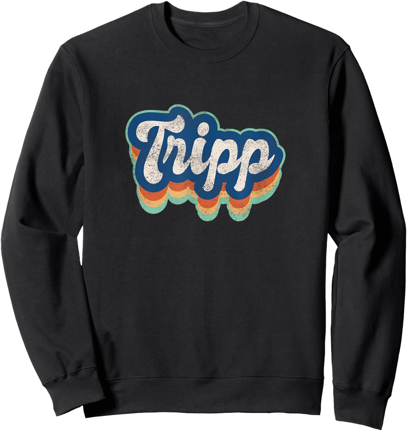 Tripp First Name Boy Vintage Style 70s 80s Personalized Sweatshirt - Sweatshirt | Black