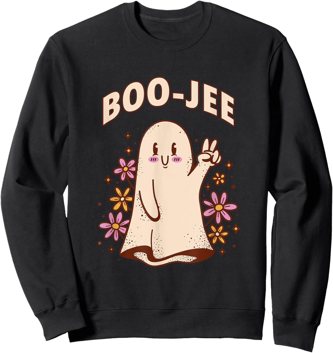 Cute Ghost Spooky Season Halloween Costume Boogee Boo-Jee Sweatshirt - Sweatshirt | Black