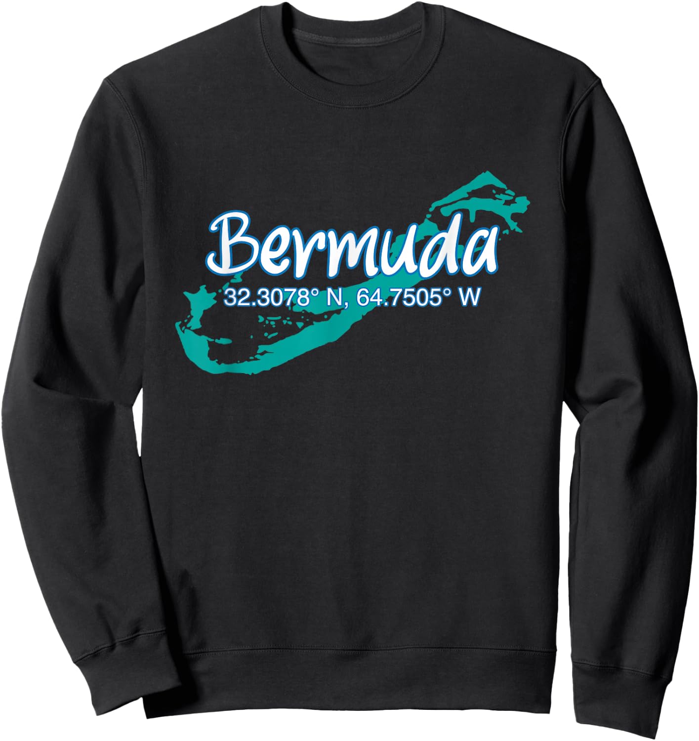 Bermuda Island Coordinates, Tourist Vacation Sweatshirt - Sweatshirt | Black
