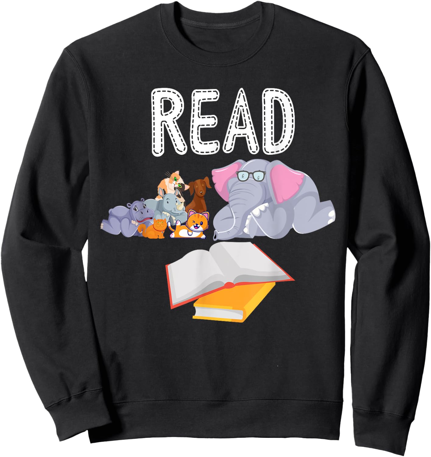Funny Teacher Library Read Book Club Piggie Elephant Pigeons Men Women Kids Sweatshirt - Sweatshirt | Black