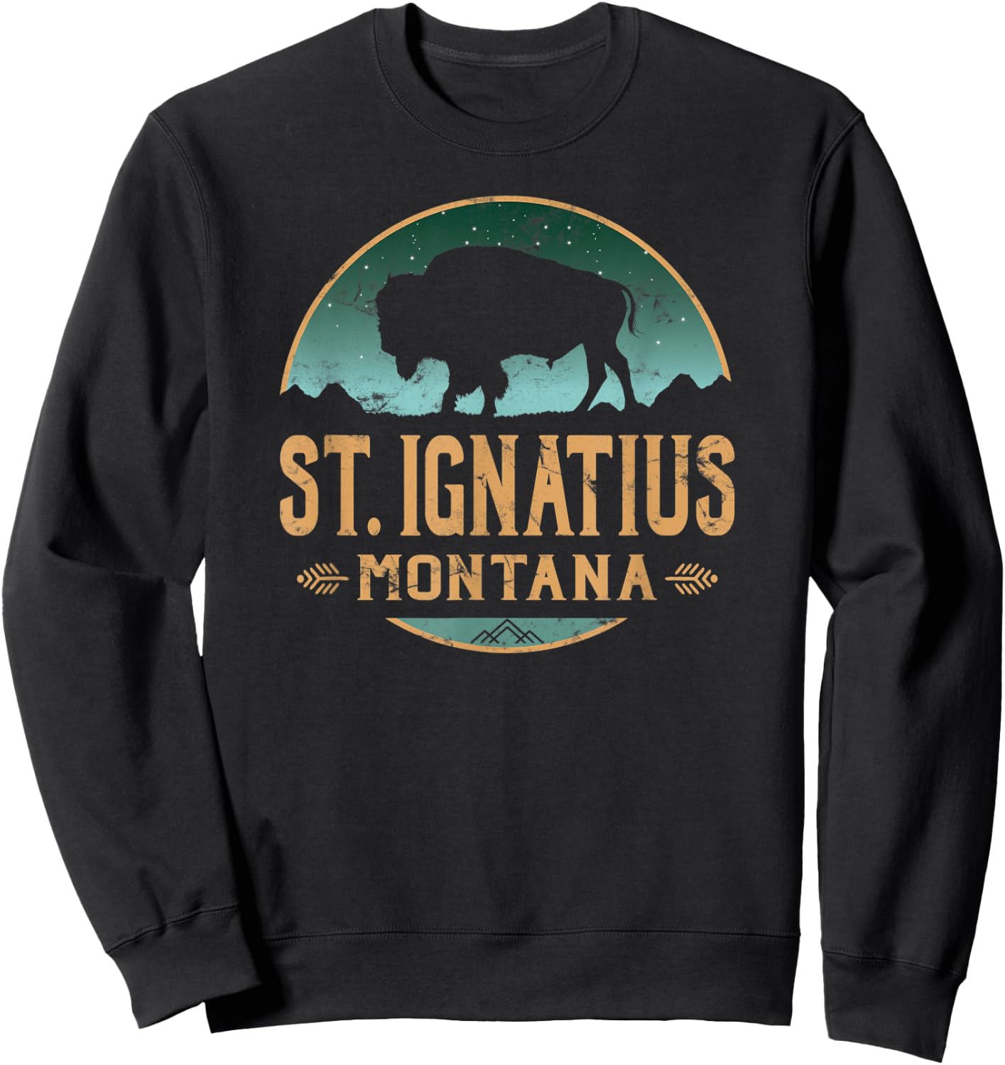 St. Ignatius Montana MT Buffalo Bison Sweatshirt - Sweatshirt | Black