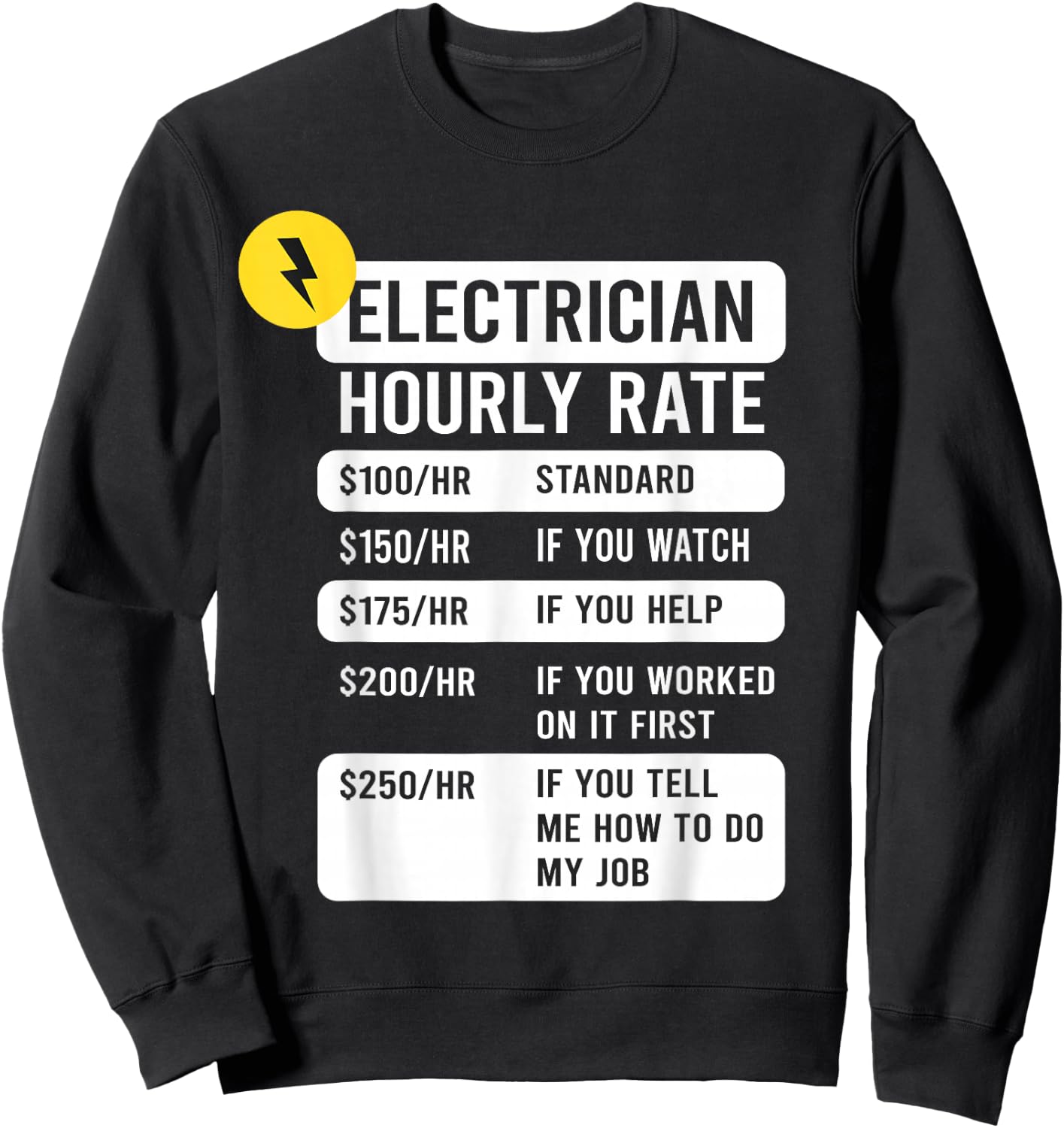 Electrician Hourly Rate Sweatshirt - Sweatshirt | Black